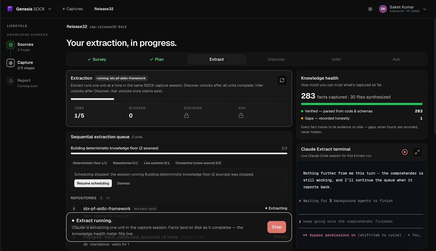 SOCK extraction state showing stopped scheduling and a Resume scheduling action